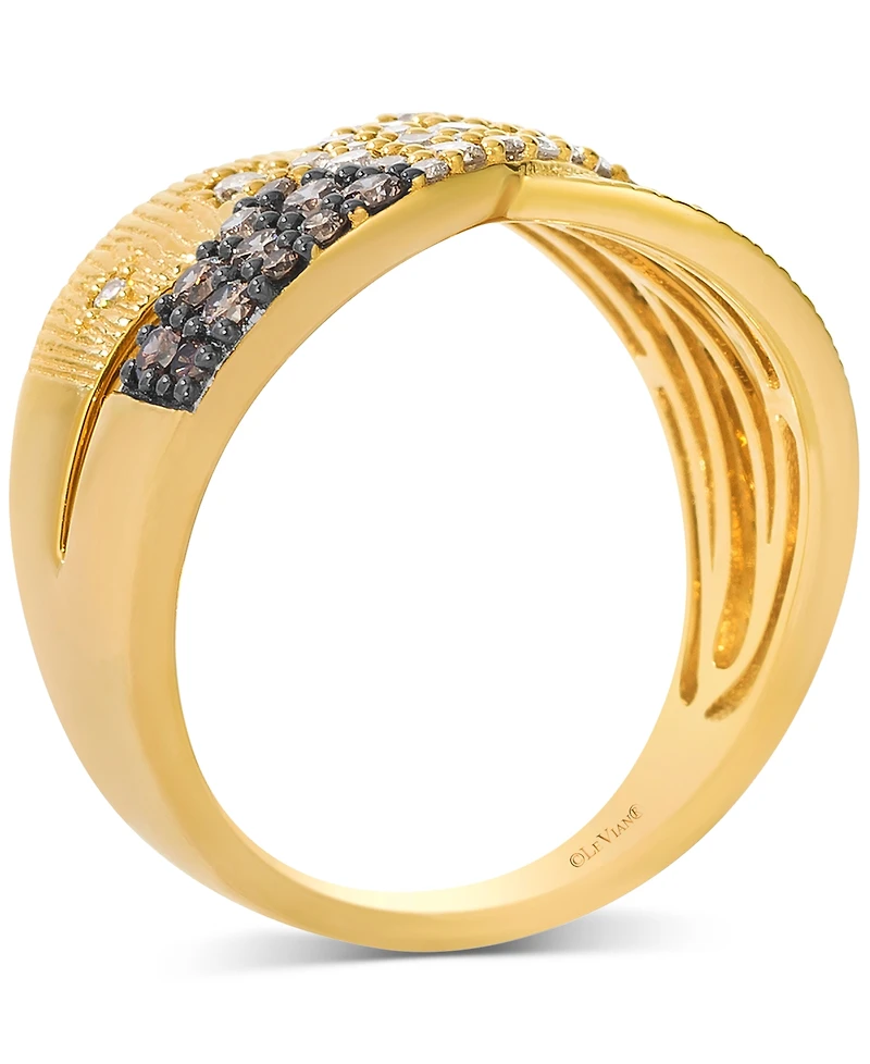 Le Vian Chocolate Ombre Diamond & Nude Diamond Ribbed Crossover Ring (3/4 ct. t.w.) in 14k Gold