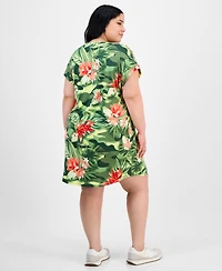 Full Circle Trends Trendy Plus Size Button-Shoulder Dress