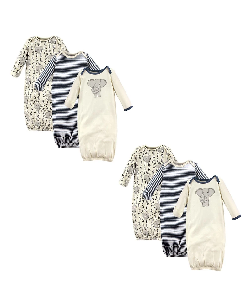 Touched by Nature Baby Boys Unisex Natural 3-Pack Interlock Gowns Set