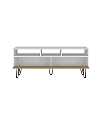 Salunga Tv Stand, 2 Doors, 3 Shelves, 5 Legs, White/Natural Oak