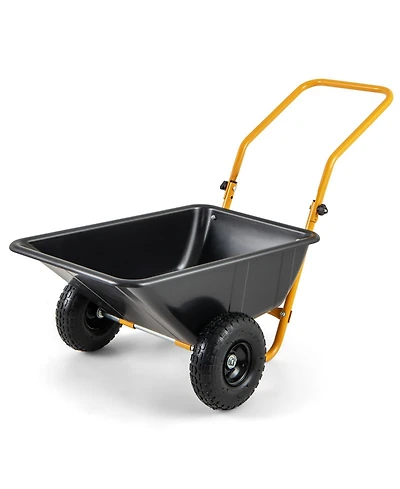 Dual-Wheel Wheelbarrow Garden Utility Cart with Pneumatic Tires