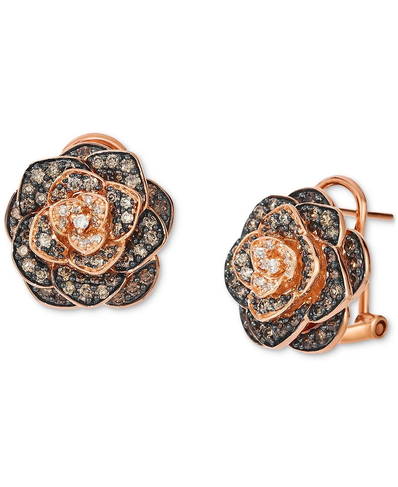 Le Vian Chocolate Ombre Diamond Rose Statement Earrings (1-1/2 ct. t.w.) in 14k Rose Gold