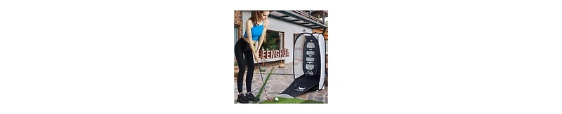 Wosofe Golf Practice Hitting Net Indoor Backyard Home Chipping 2 Target Ball Swing Training Aids Golfing Accuracy with Tri-Turf Mat and Carry Bag Grea