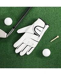 Wosofe Golf Glove Left Hand Men Pu Transparent Non-Slip Nanocloth Lycra Accessories No Sweat Comfortable all Weather with Scorer and Tee