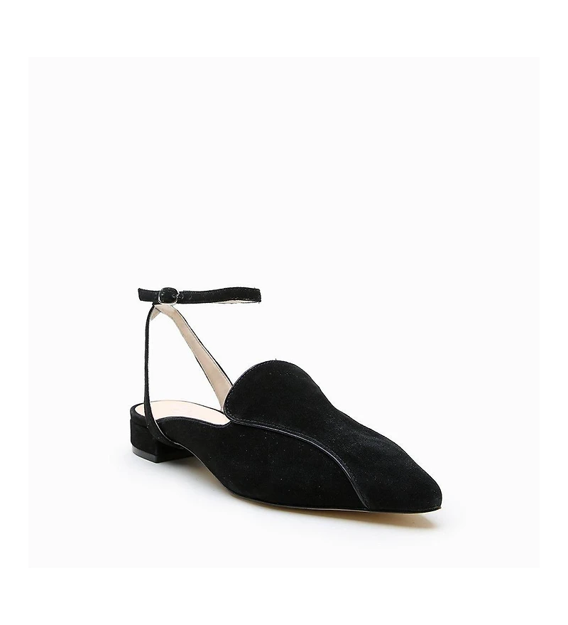Alterre Women's Black Suede Marilyn Customizable Pointed Loafer Slides