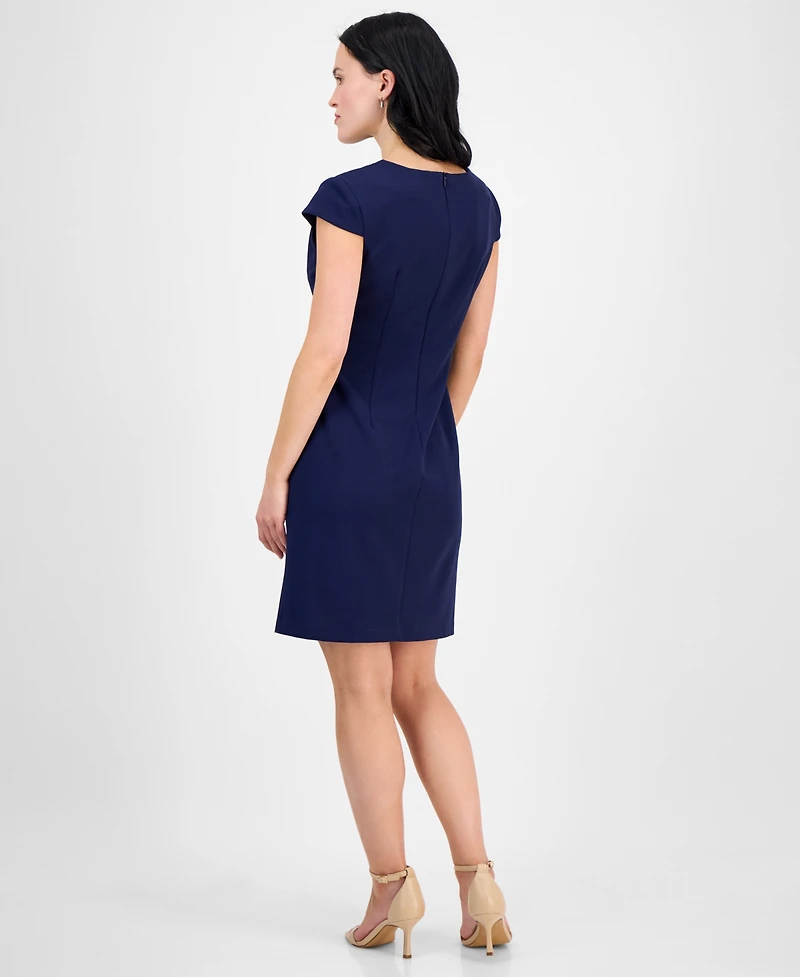 Connected Petite V-Neck Short-Sleeve Sheath Dress