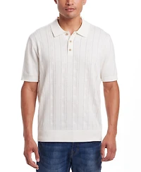 Weatherproof Vintage Men's Regular-Fit Pointelle Sweater-Knit 100% Cotton Polo Shirt