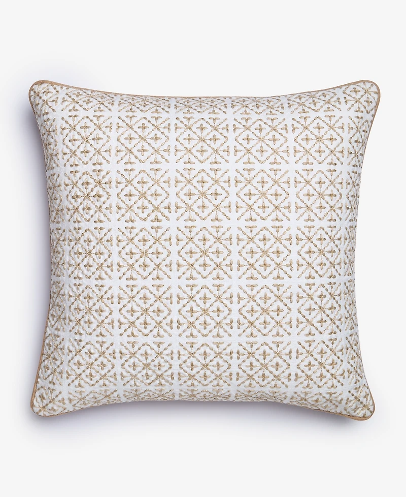 Charter Club Embroidered Tiles Decorative Pillow, 20" x 20", Exclusively at Macy's