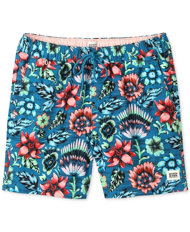 Scotch & Soda Men's Full Bloom Floral Drawstring Swim Trunks
