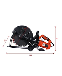Electric 14" Cut Off Saw Wet/Dry Concrete Saw Cutter Guide Roller with Water Line Attachment