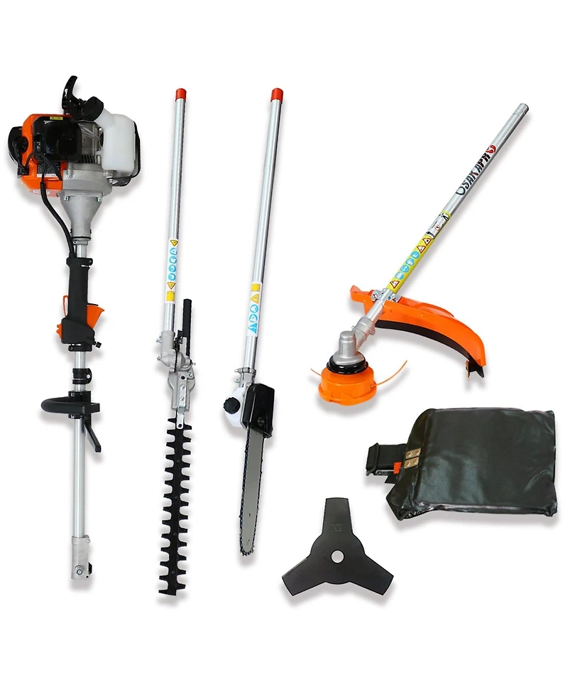 4 in 1 Multi-Functional Trimming Tool, 56CC 2-Cycle Garden Tool System with Gas Pole Saw, Hedge Trimmer, Grass Trimmer, and Brush Cutter Epa Compliant