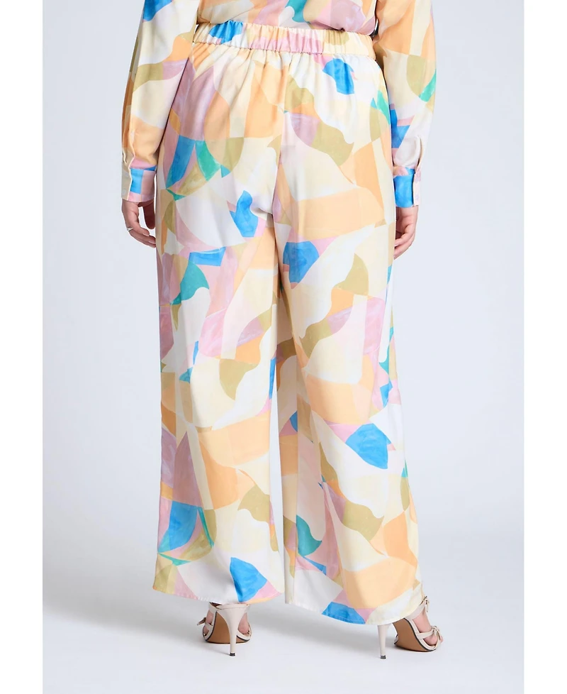 Eloquii Women's Plus Printed Wide Leg Pant