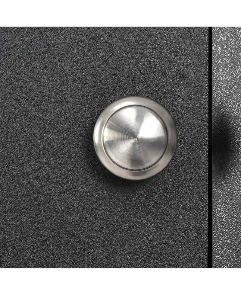 Tall Bathroom Corner Cabinet, Freestanding Storage Cabinet with Doors and Adjustable Shelves, Mdf Board, Black