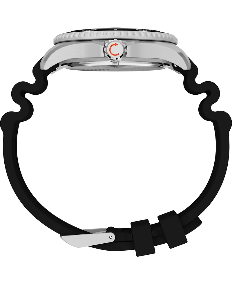 Timex Men's Quartz Analog Black Rubber Watch, 44mm