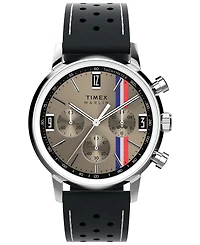 Timex Men's Quartz Analog Black Leather Watch, 40mm