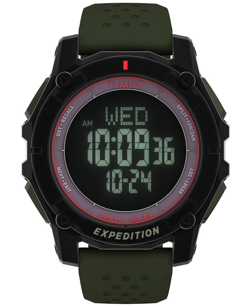 Timex Men's Chronograph Green Silicone Watch, 49mm