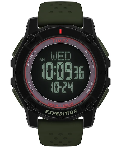Timex Men's Chronograph Green Silicone Watch, 49mm