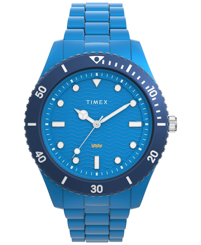 Timex Men's Quartz Analog Blue Stainless Steel Watch, 42mm