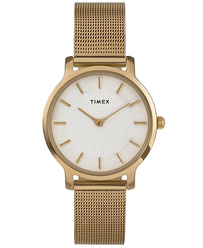 Timex Women's Quartz Analog Gold-Tone Stainless Steel Watch, 34mm