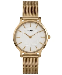 Timex Women's Quartz Analog Gold-Tone Stainless Steel Watch, 34mm