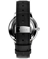 Timex Men's Quartz Analog Black Leather Watch, 39mm