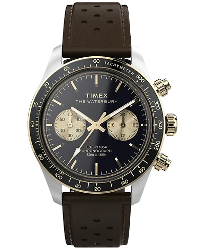 Timex Men's Quartz Analog Brown Leather Watch, 39mm