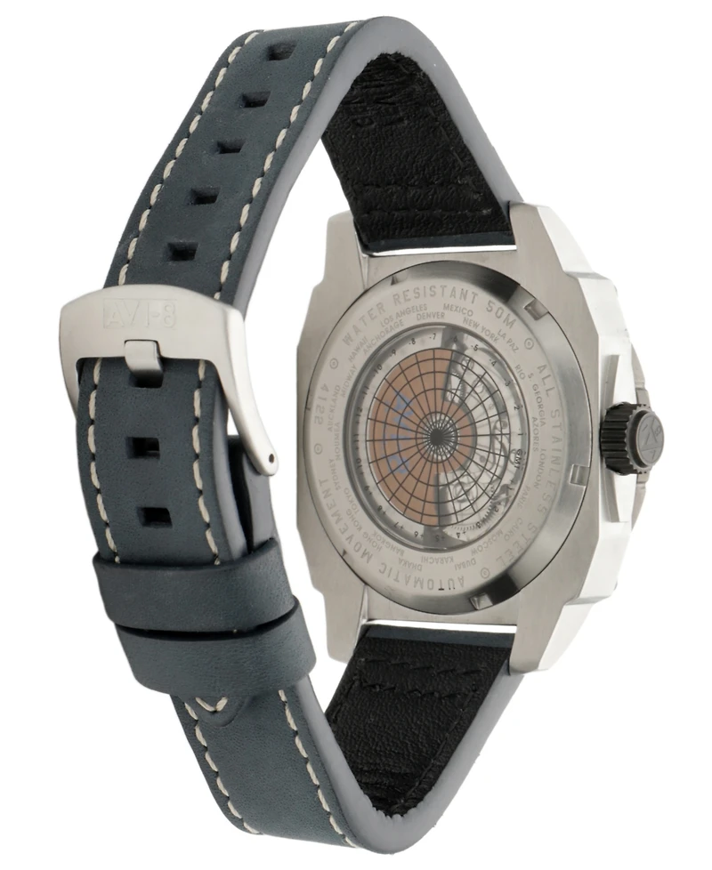 Avi-8 Men's Hawker Hunter Atlas Gmt Automatic Leather Strap Watch
