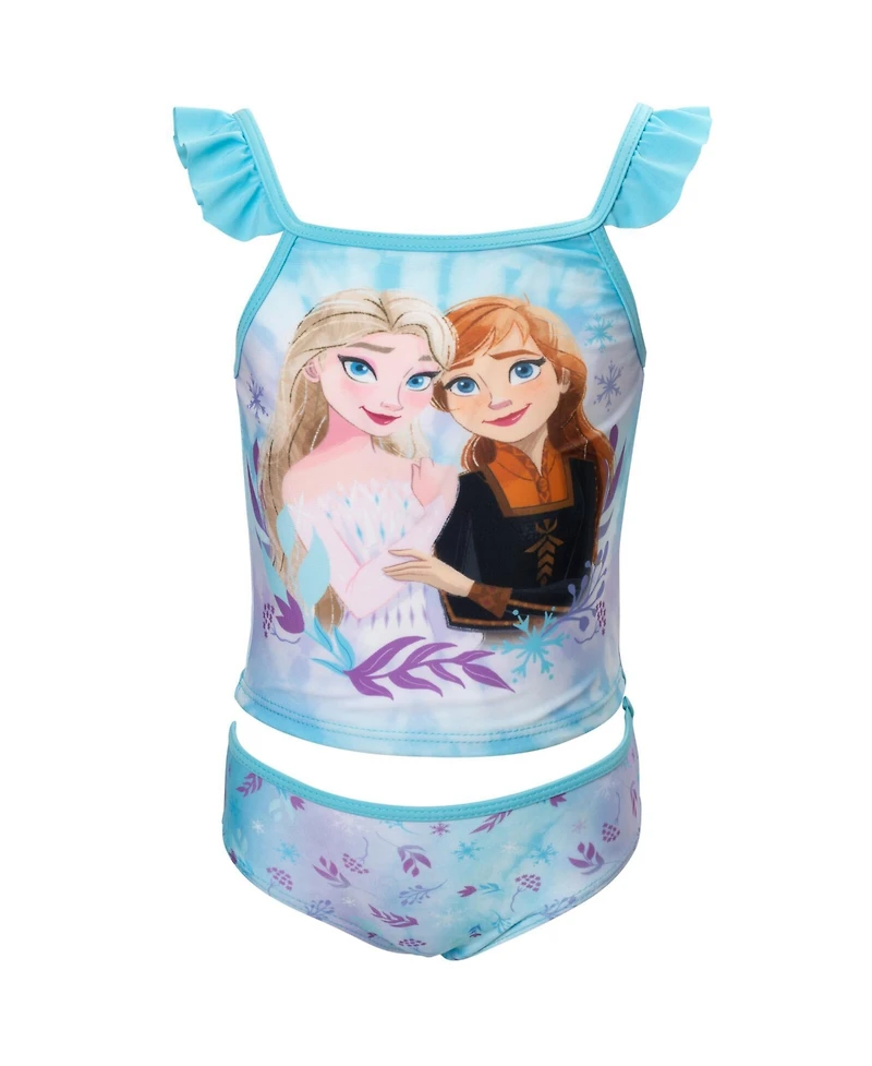 Frozen Little Girls Disney Princess Anna Elsa Tankini Top and Bikini Bottom Swim Set