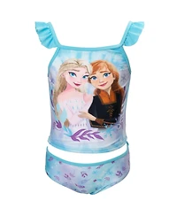 Frozen Little Girls Disney Princess Anna Elsa Tankini Top and Bikini Bottom Swim Set