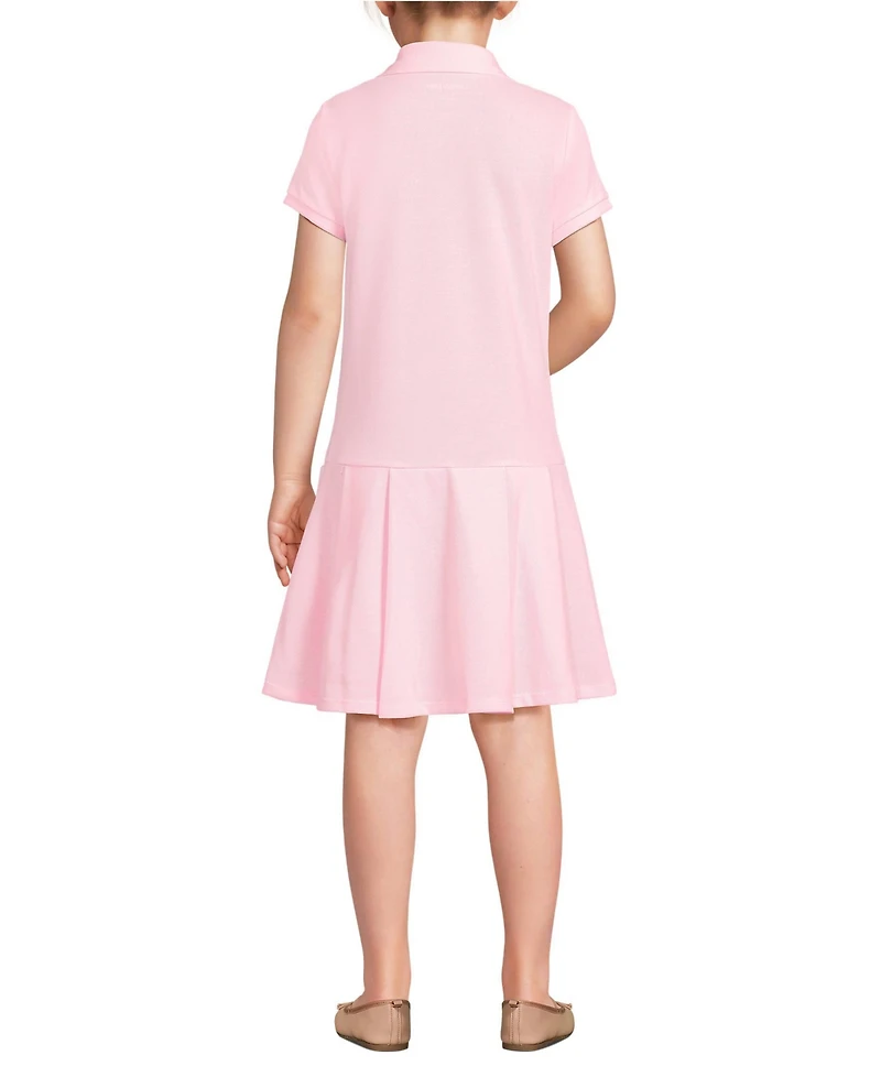 Lands' End Little Girls Short Sleeve Mesh Pleated Polo Dress