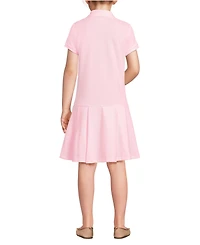 Lands' End Little Girls Short Sleeve Mesh Pleated Polo Dress