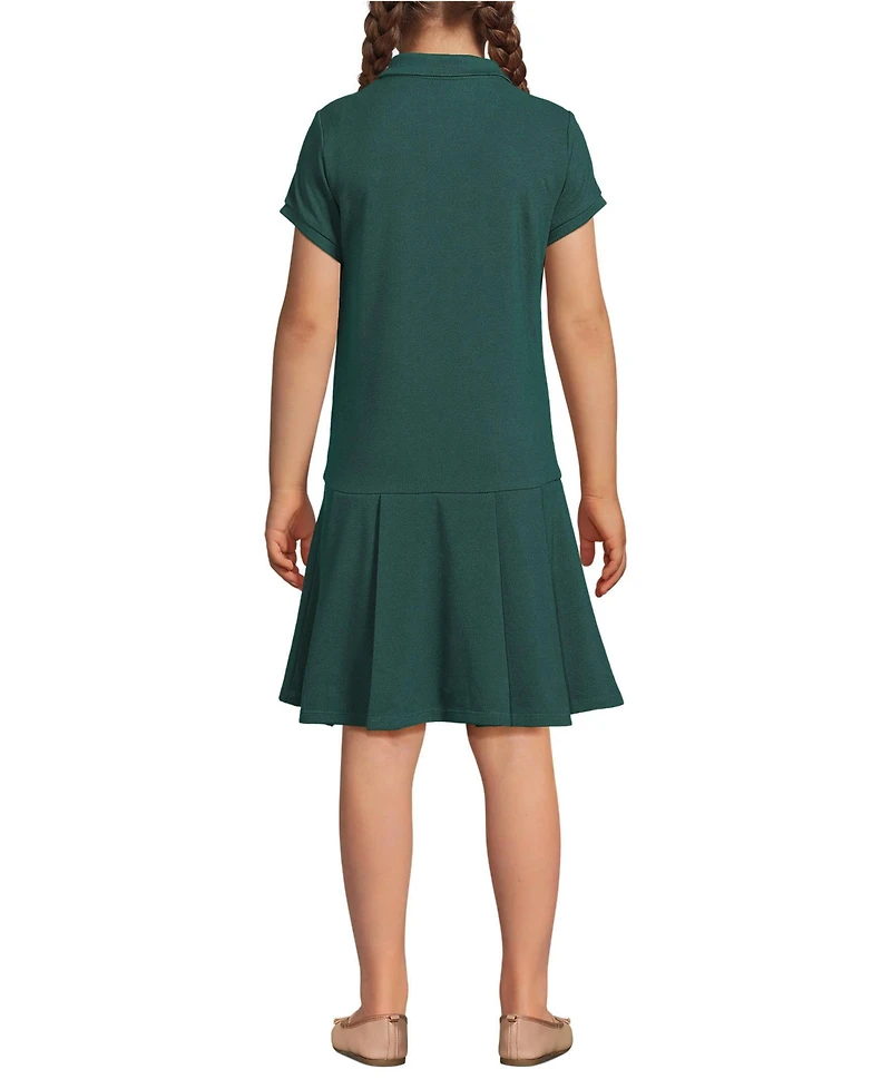 Lands' End Little Girls Short Sleeve Mesh Pleated Polo Dress