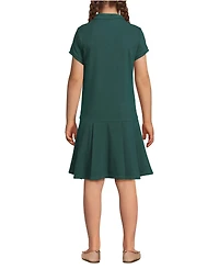 Lands' End Little Girls Short Sleeve Mesh Pleated Polo Dress