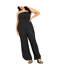 City Chic Plus Smocked Jumpsuit