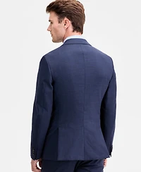 Ted by Baker Men's Modern-Fit Blue Sharkskin Wool-Blend Suit Separate Jacket