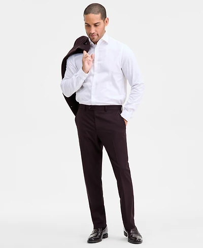 Ted by Baker Men's Modern-Fit Stretch Bordeaux Wool-Blend Suit Separate Pants