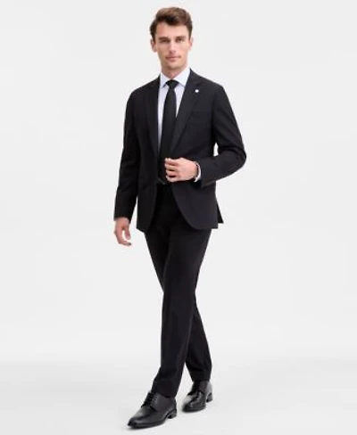 Ted By Ted Baker Mens Modern Fit Black Solid Wool Blend Suit Separates
