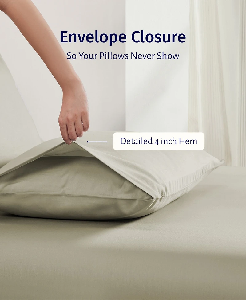 Luxury 100% Egyptian Cotton Pillowcases King Set of 2 - Classic Percale, Soft & Breathable, Fits Pillows