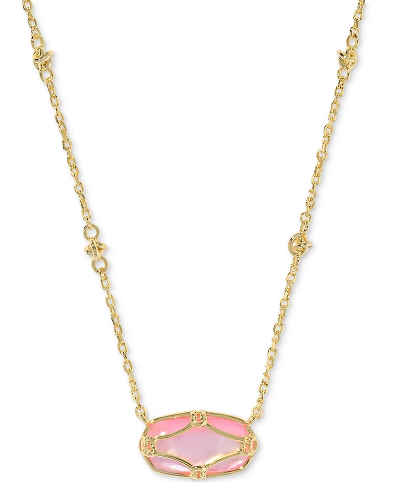 Kendra Scott 14k Gold-Plated Lattice-Framed Mother-of-Pearl 19" Adjustable Pendant Necklace