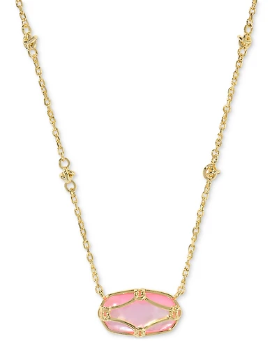 Kendra Scott 14k Gold-Plated Lattice-Framed Mother-of-Pearl 19" Adjustable Pendant Necklace