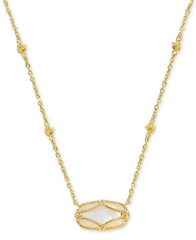 Kendra Scott 14k Gold-Plated Lattice-Framed Mother-of-Pearl 19" Adjustable Pendant Necklace