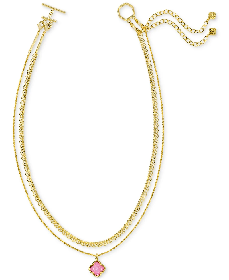 Kendra Scott Mother-of-Pearl Rose Convertible Layered Pendant Necklace, 15" + 3" extender