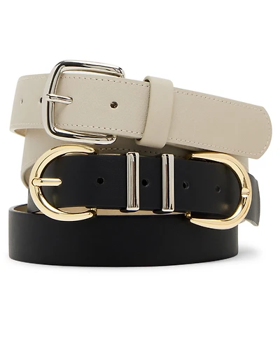 Steve Madden Topstitched Textured Polyurethane Belt