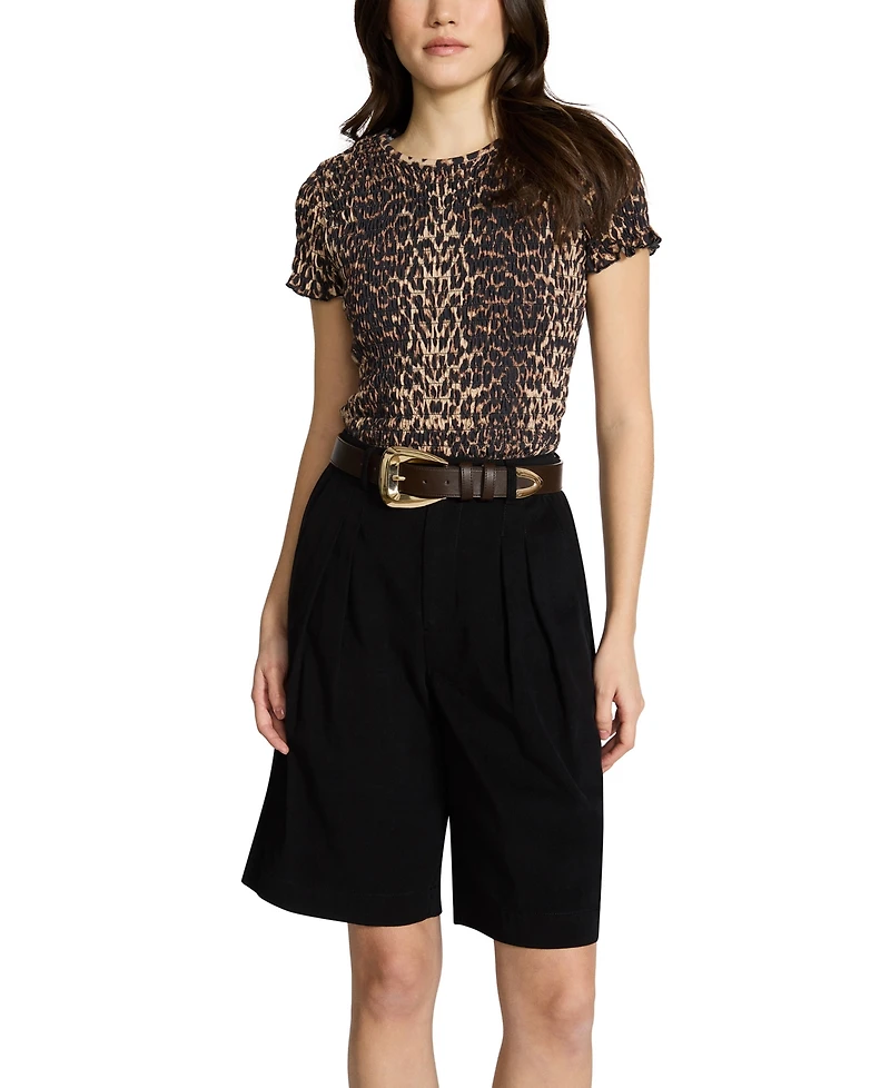 Steve Madden Topstitched Textured Polyurethane Pant Belt