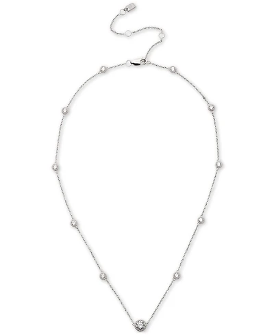 Lauren Ralph Lauren Sterling Silver Cubic Zirconia Station Collar Necklace, 16" + 3" extender