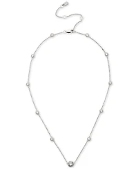 Lauren Ralph Lauren Sterling Silver Cubic Zirconia Station Collar Necklace, 16" + 3" extender