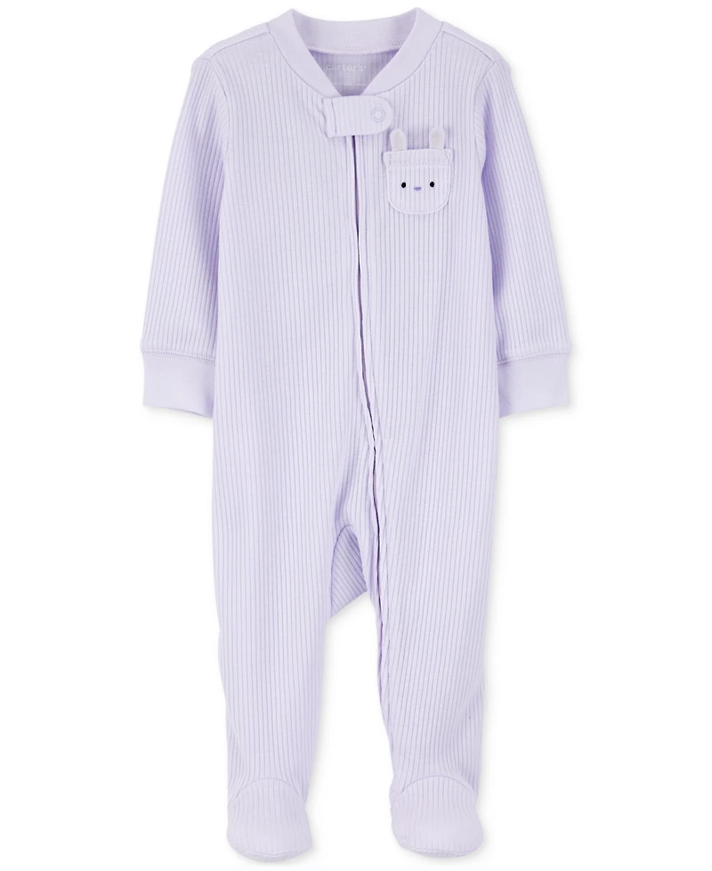 Carter's Baby Girls Bunny Ribbed Sleep & Play Pajamas