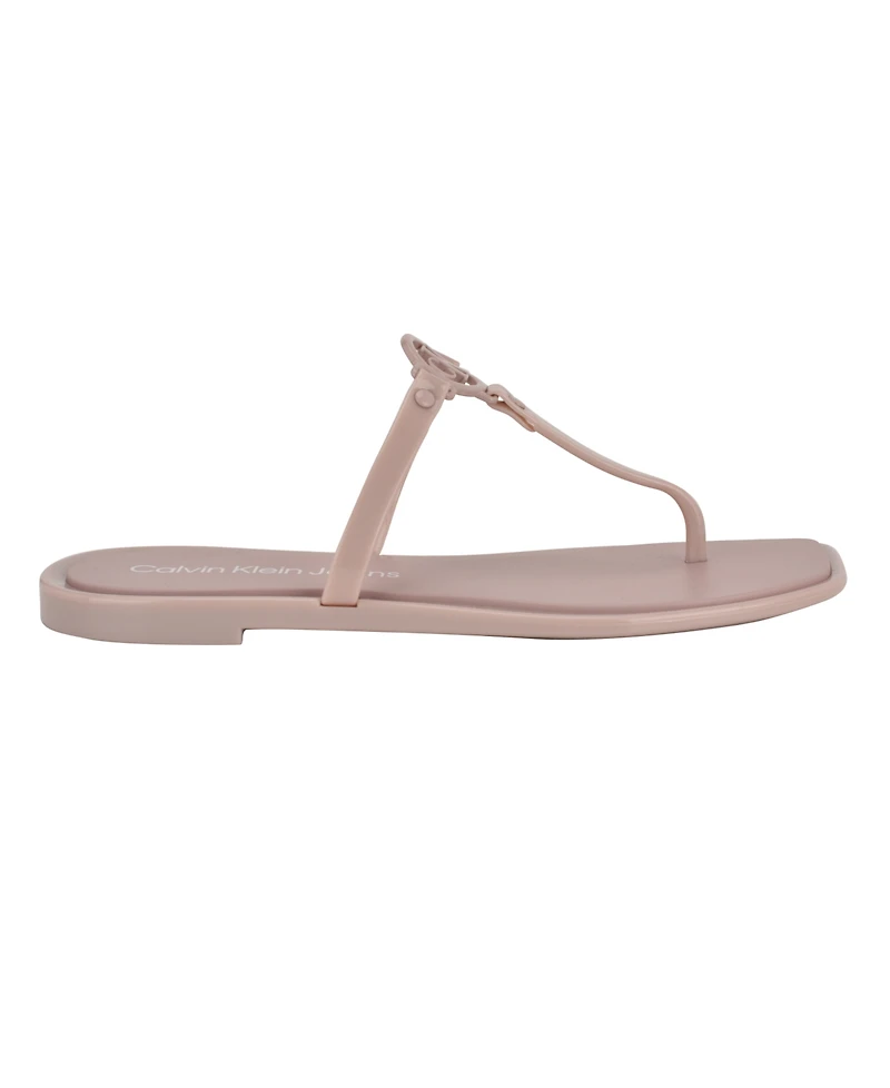 Calvin Klein Women's Edhen Logo T-Strap Flat Jelly Sandals