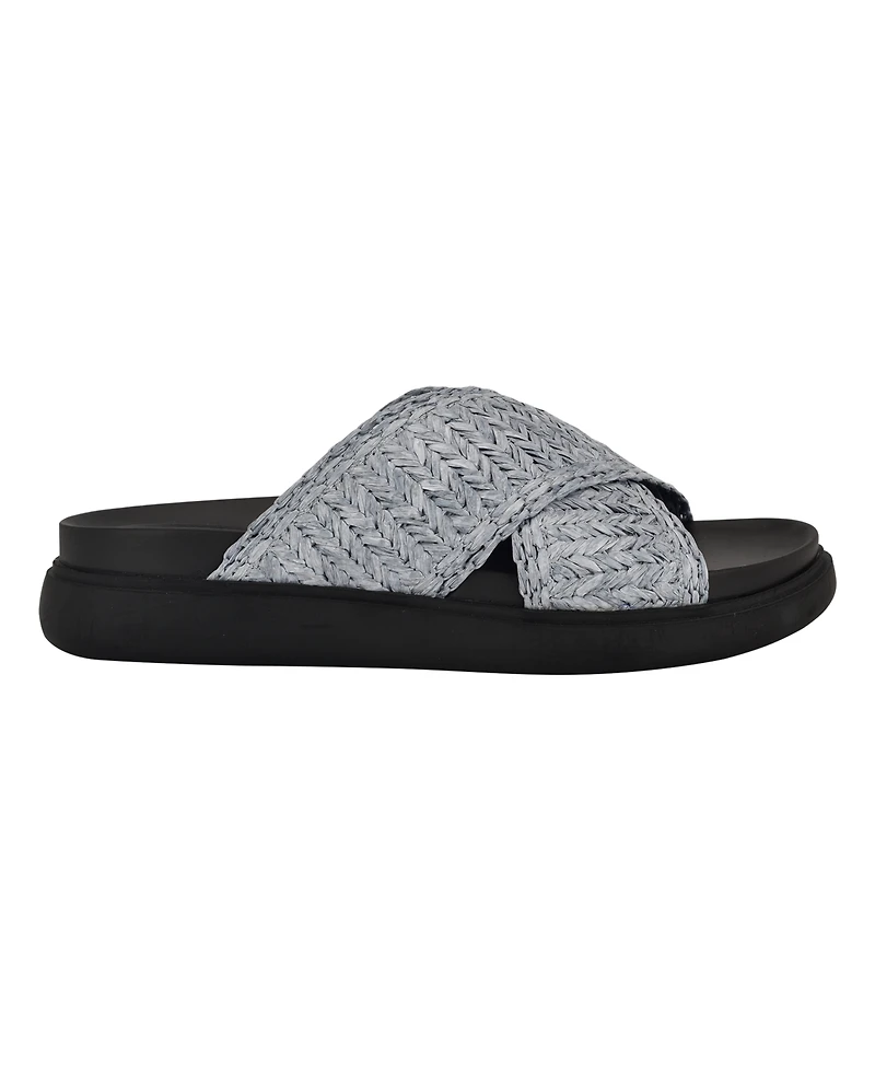 Calvin Klein Women's Pacen Woven Crisscross Flat Sandals