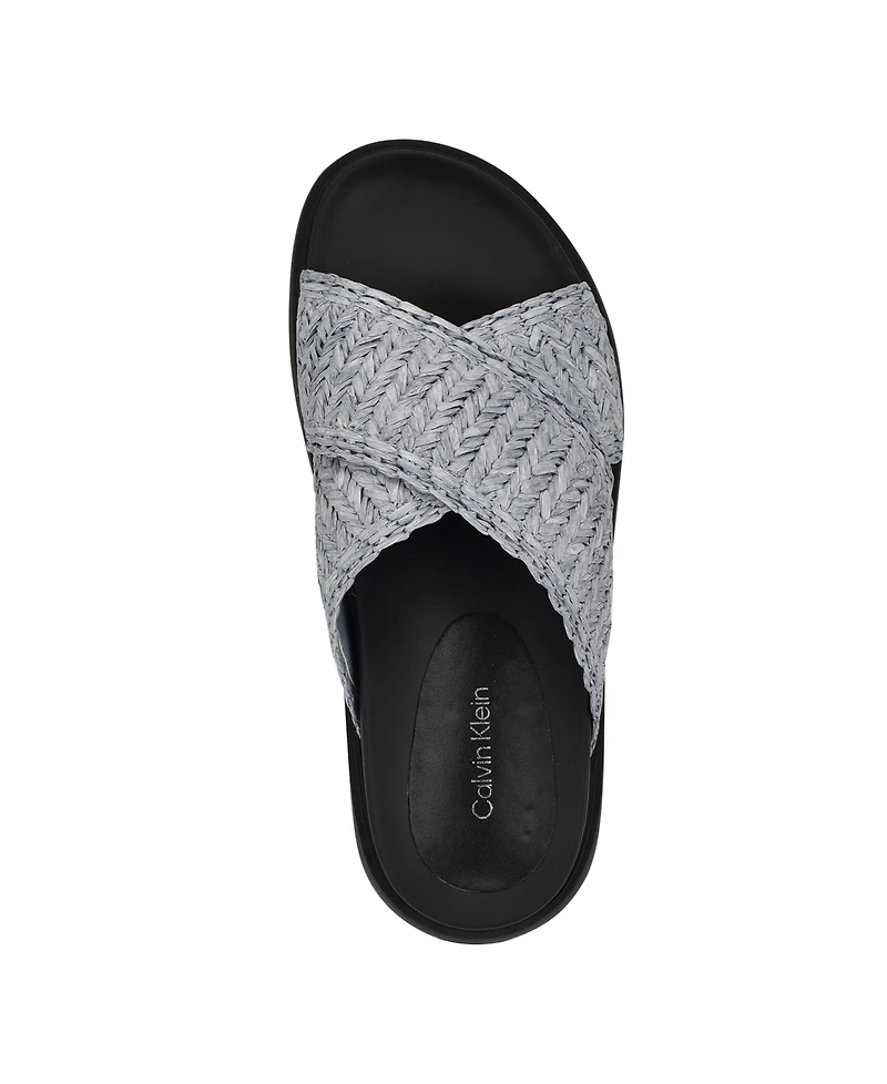 Calvin Klein Women's Pacen Woven Crisscross Flat Sandals